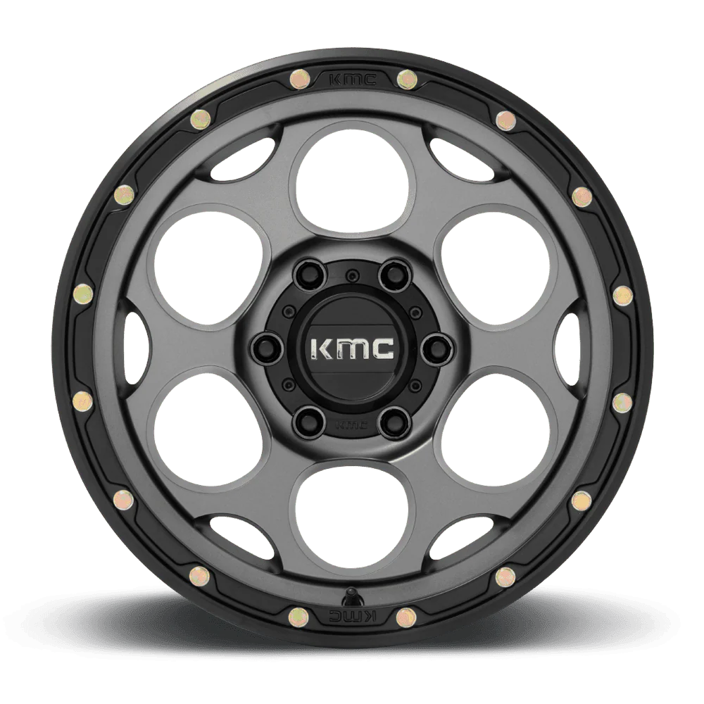 llantas 17x8 5 6x139 7 00 kmc dirty harry satin gray w blk lip cb106 - RunaX