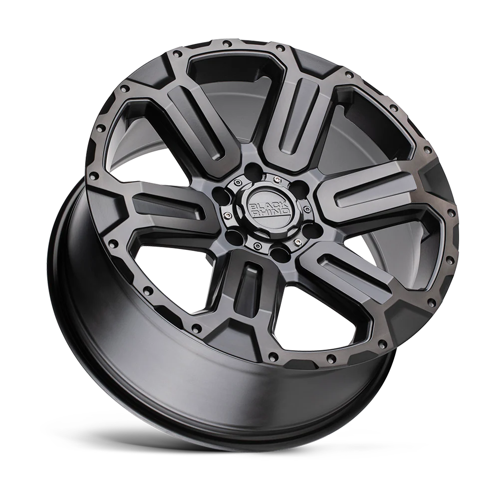 llantas 17x8.5 6x139.7/12 black rhino wanaka matte gunmetal w/brushe - RunaX