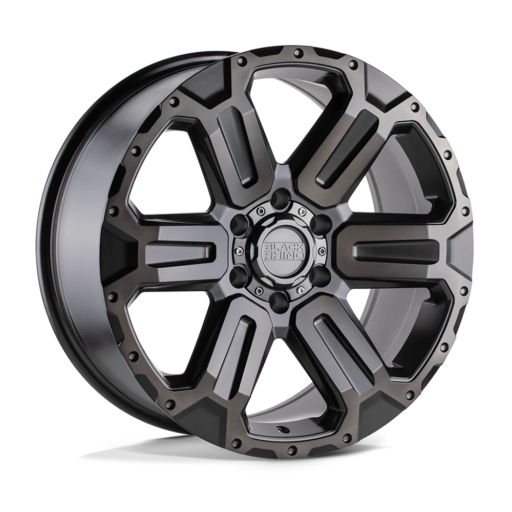 llantas 17x8.5 6x139.7/12 black rhino wanaka matte gunmetal w/brushe - RunaX