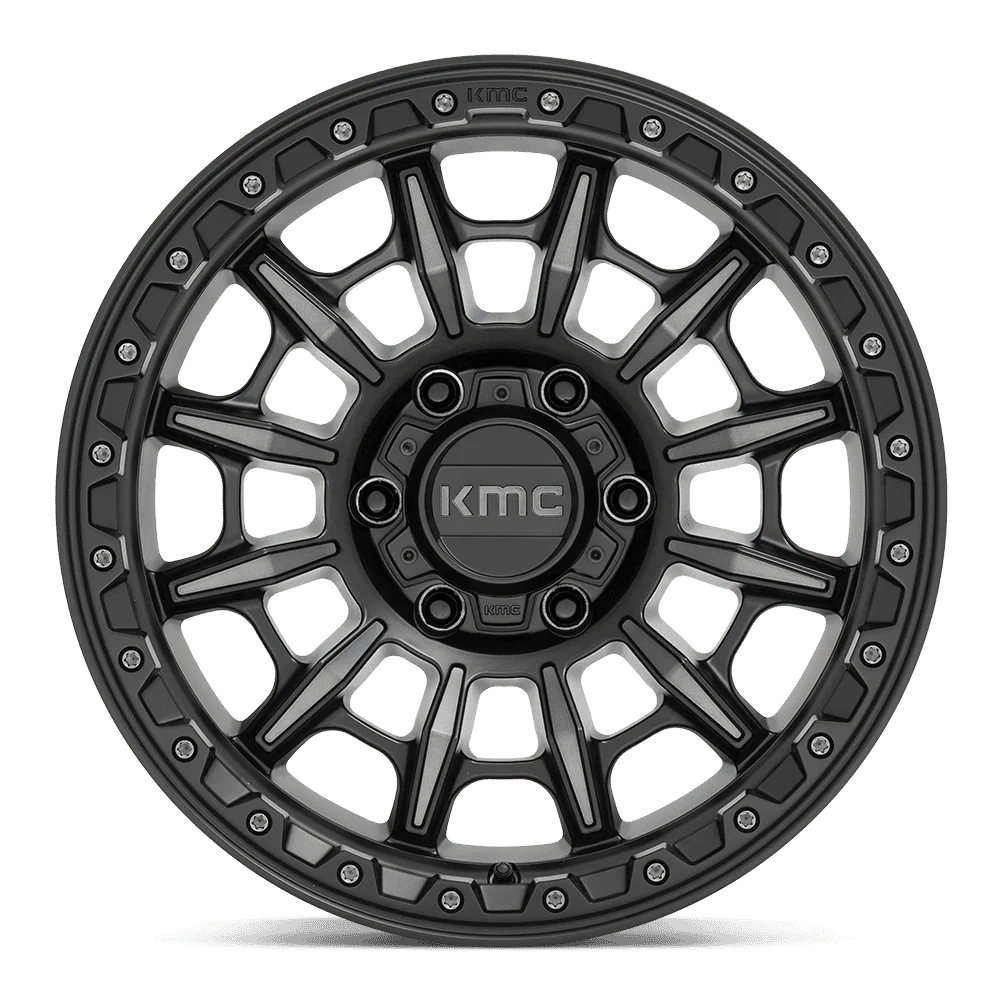 llantas 17x9.0 6x139.7/00 kmc km547 carnage satin black w/gray tint - RunaX