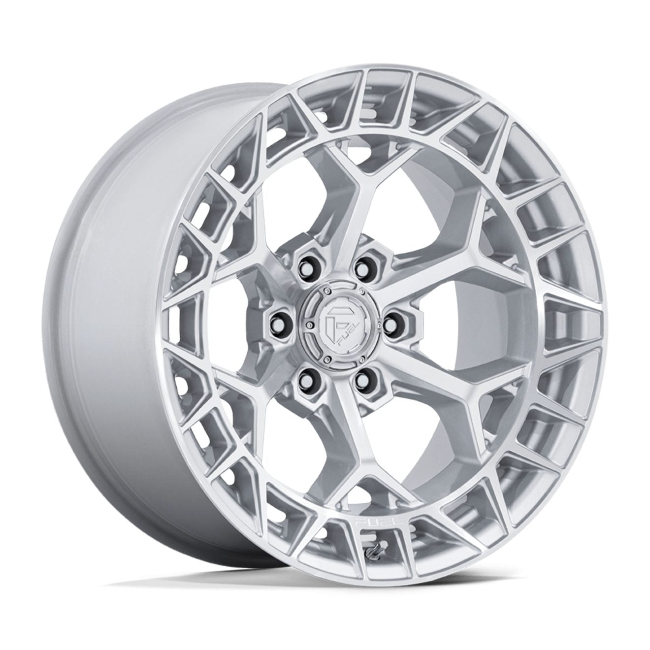 llantas fuel charger 17x9 6x139.7 -12 106.1 gloss silver w/ machine face - RunaX