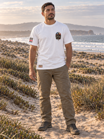 Polera Vikingo Patriota RunaX blanca para hombre - vista frontal