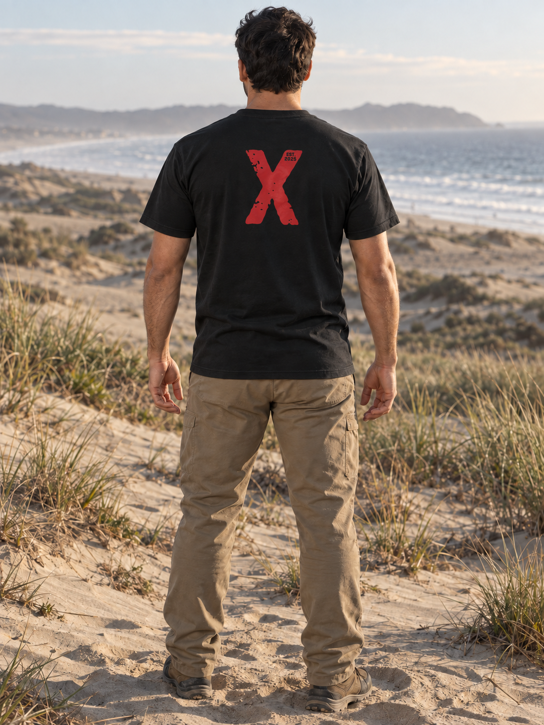 Polera Vikingo Patriota RunaX negra para hombre - diseño trasero